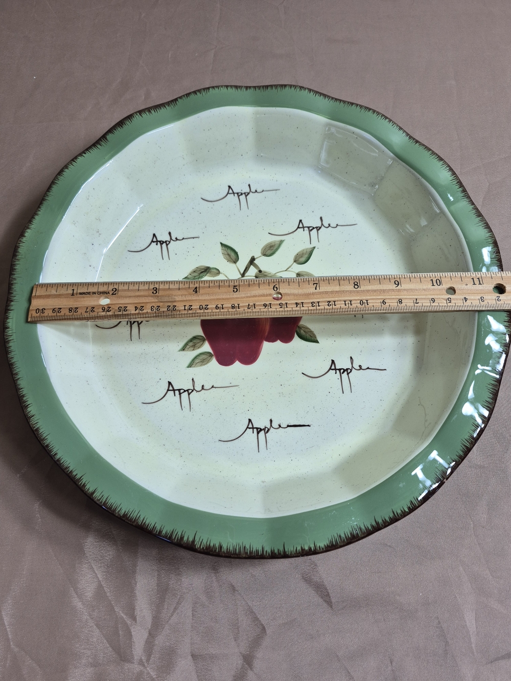 Vintage Home Interiors Apple Orchard Ceramic Pie Plate Scalloped Farmhouse Decor - Picture 6 of 7
